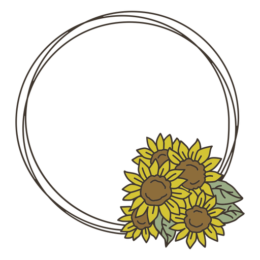 Sunflower doodle circle frame PNG Design