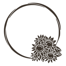 Recorte de marco de círculo de girasol Diseño PNG