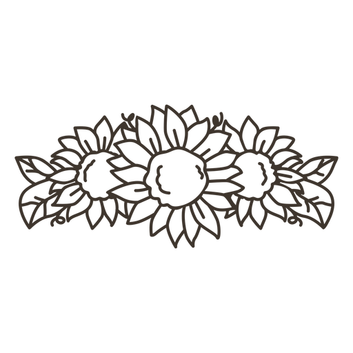 Sonnenblumen-Tiara-Linienkunst PNG-Design