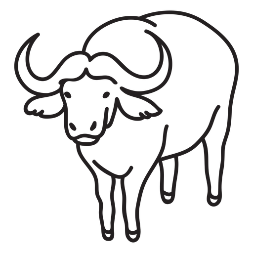 Simple stroke african buffalo PNG Design
