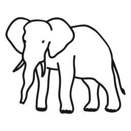 Sideways Walking Transparent Elephant Stroke PNG & SVG Design For T-Shirts