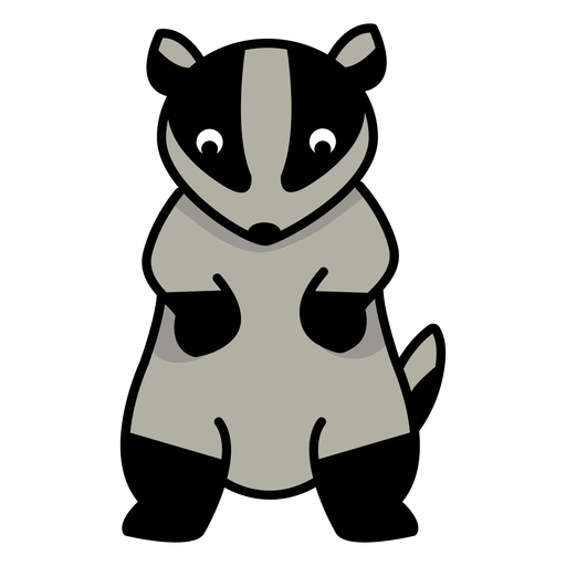 Cute standing raccoon stroke PNG Design