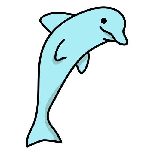 Jumping simple stroke colored dolphin PNG Design