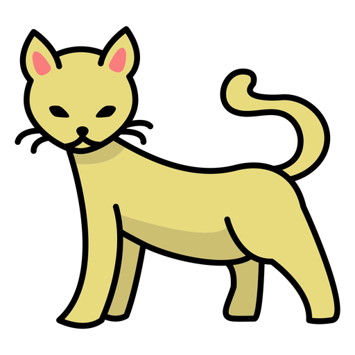 Simple cute yellow cat stroke PNG Design