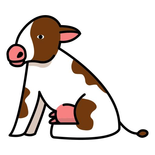 Cow farm animal sitting PNG Design