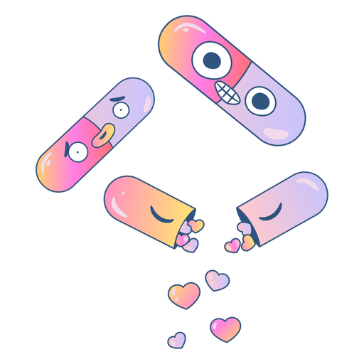 Pills filled with hearts gradient  PNG Design