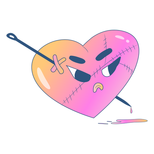 Angry gradient heart with pin across it  PNG Design