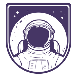 Filled stroke astronaut head with moon Transparent PNG