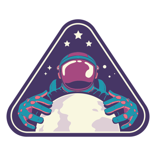 Astronaut holding earth semi flat badge PNG Design