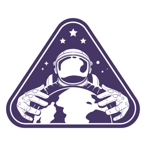 Astronaut hält Erdabzeichen PNG-Design
