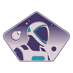 Futurist astronaut head badge PNG Design