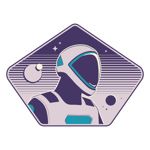 Futurist astronaut head badge