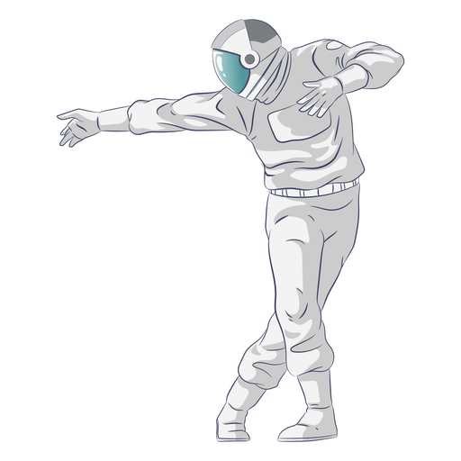 Personaje de astronauta bailando semi plano. Diseño PNG