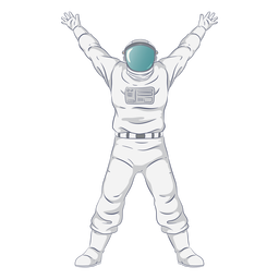 Semi flat open arms astronaut character PNG Design