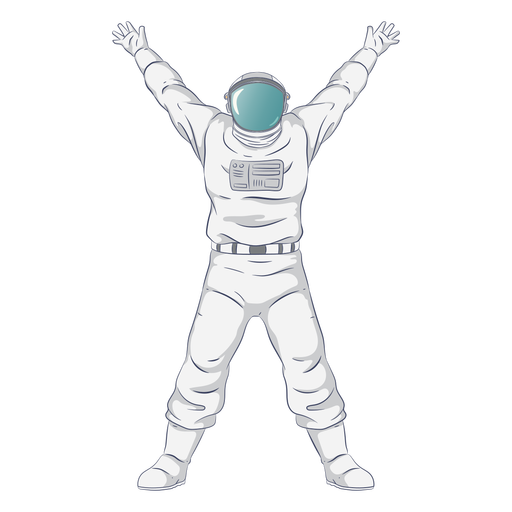 Halbflacher Astronautencharakter mit offenen Armen PNG-Design