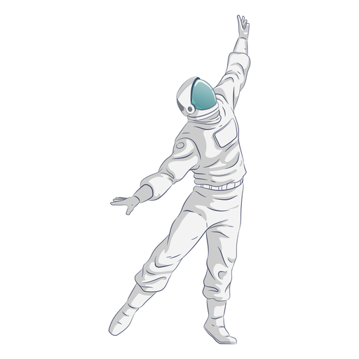 Brazos extendidos bailando personaje de astronauta.