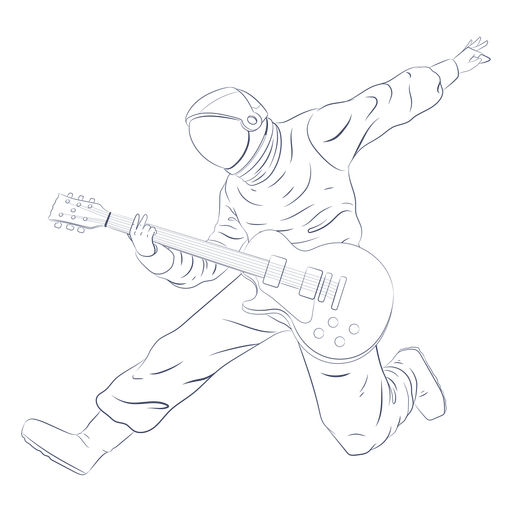 Astronaut spielt Gitarrencharakter PNG-Design