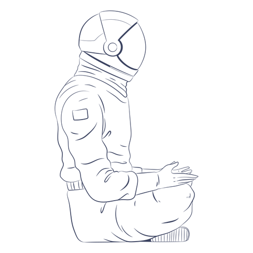 Astronaut sitting line art character PNG Design