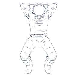 Astronaut chilling line art character PNG Design