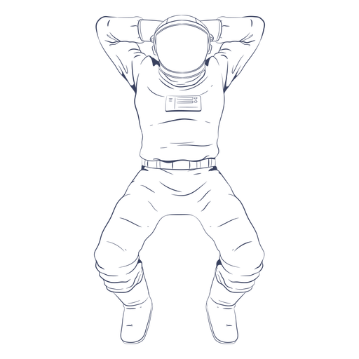 Astronaut chilling line art character PNG Design