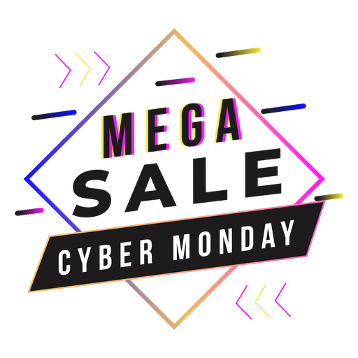 Insignia de gradiente de mega venta de cyber monday Diseño PNG