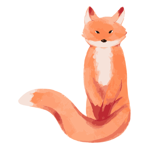 Animal raposa sentado em aquarela Desenho PNG