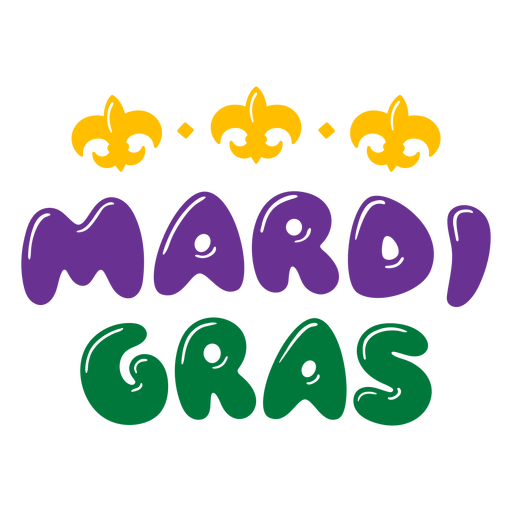 Mardi gras bubbly lettering PNG Design