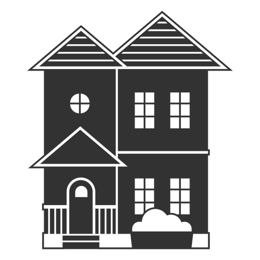 Frontal two stories house icon