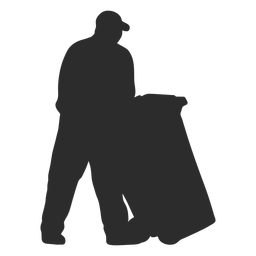 Man carrying garbage container silhouette PNG Design