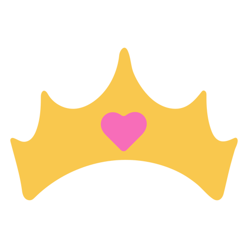 Simple golden crown with heart PNG Design