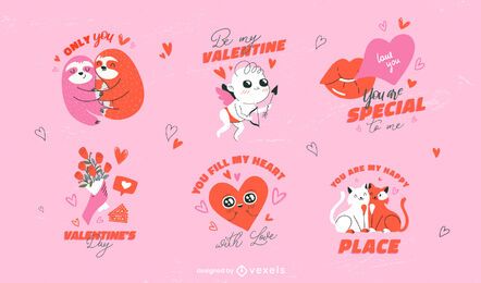 Romantic valentine's day badge set