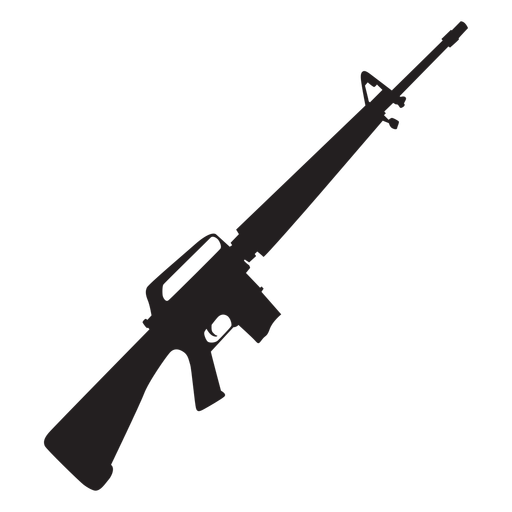 Silueta de carabina rifle M16 Diseño PNG