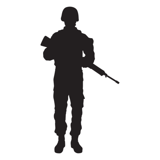 Standing soldier with rifle silhouette PNG Design