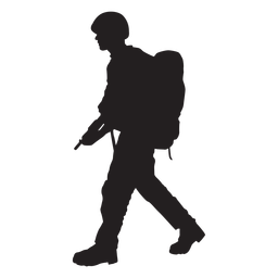 Walking soldier with weapon silhouette Transparent PNG