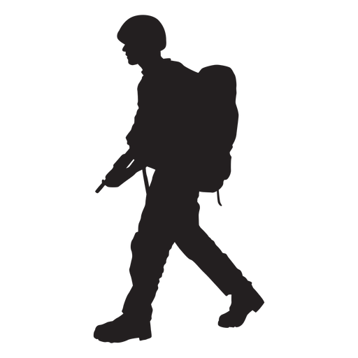 Walking soldier with weapon silhouette