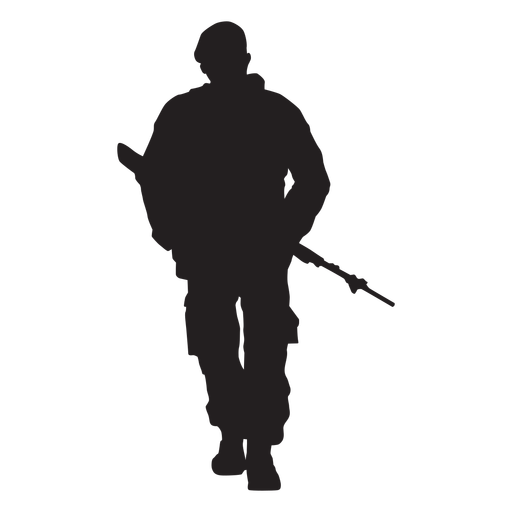 Download Frontal walking soldier with weapon silhouette - Transparent PNG & SVG vector file