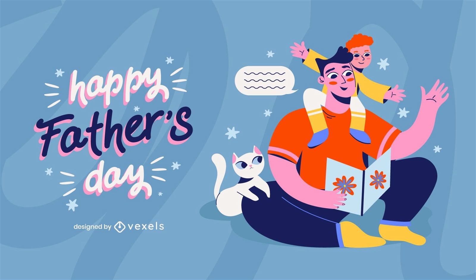 Happy fathers day family illustration
