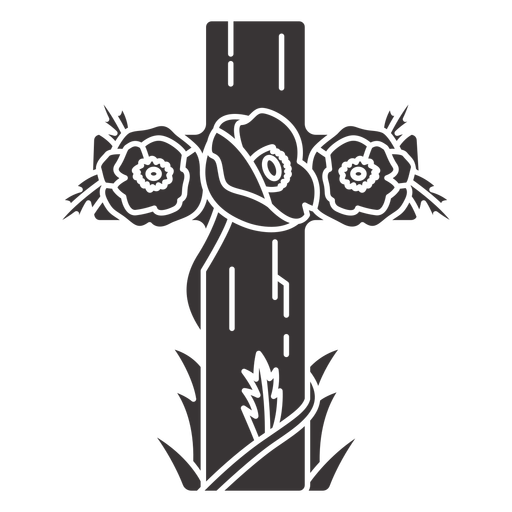 Cross rose grave decoration PNG Design