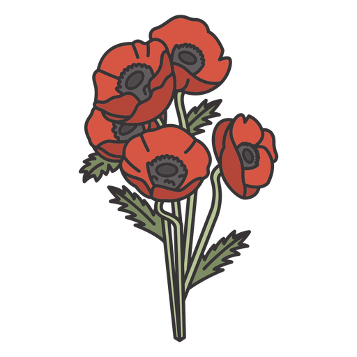 Poppy flowers bouquet PNG Design