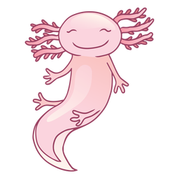 Cute smiling axolotl cartoon Transparent PNG