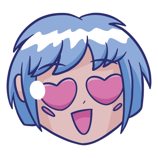 Anime girl head in love PNG Design