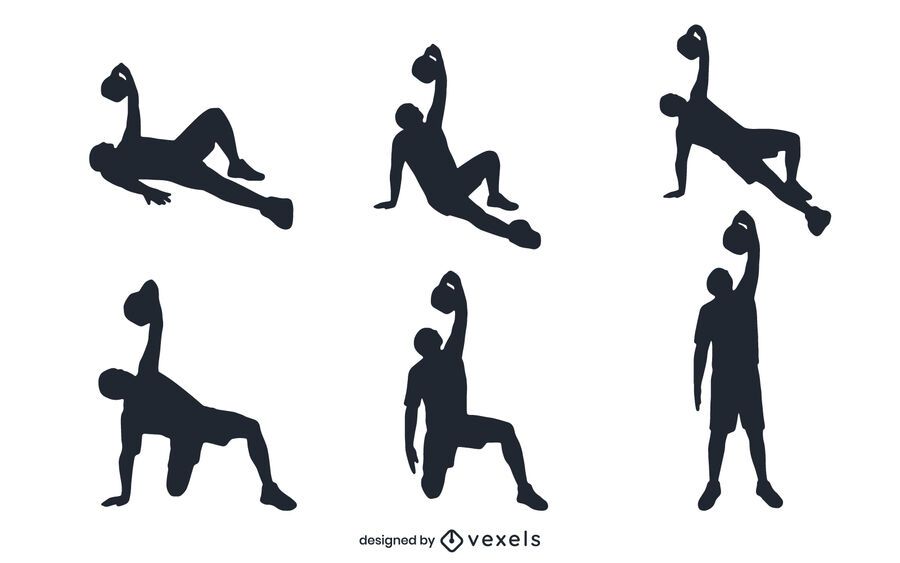 People working out silhouette set People working out silhouette set