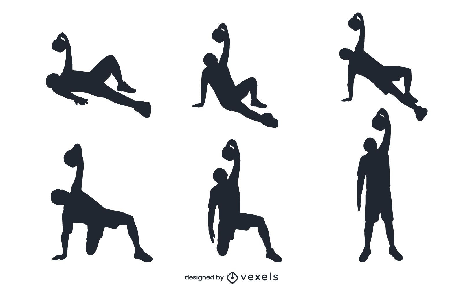 People working out silhouette set