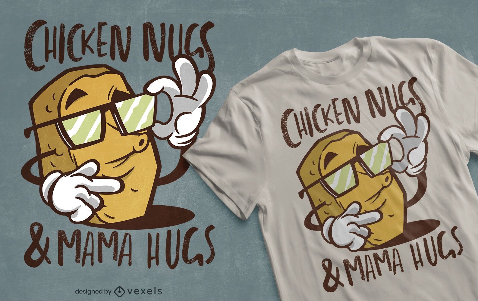 Design de camiseta com frase de pepita de frango