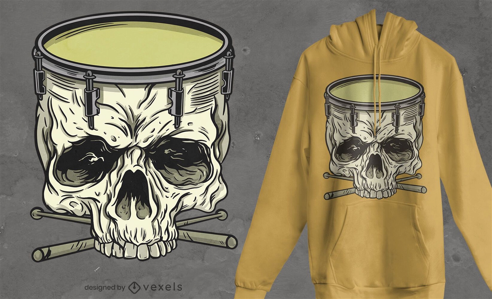 Skull drum t-shirt design