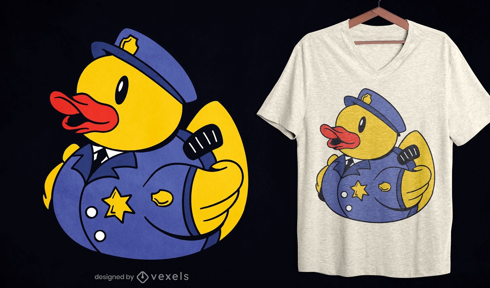 Diseño de camiseta de pato de goma de la policía.