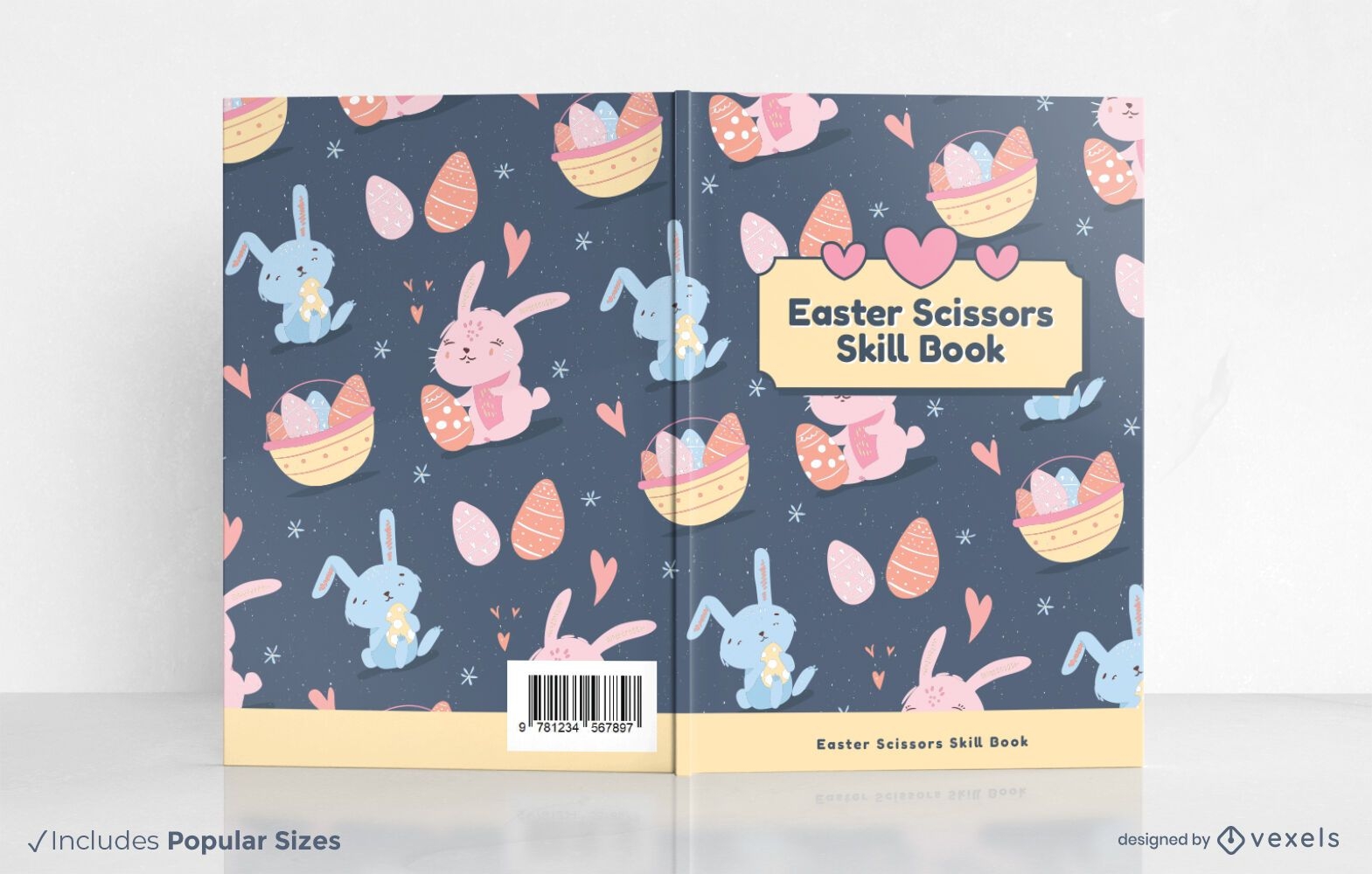 Diseño de portada de libro de habilidades de tijeras de Pascua