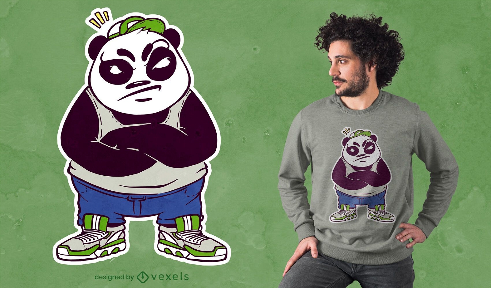 Design de camiseta do panda macho louco
