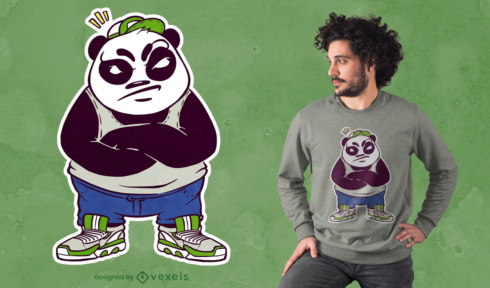 Verr?ckter m?nnlicher Panda-T-Shirt Entwurf