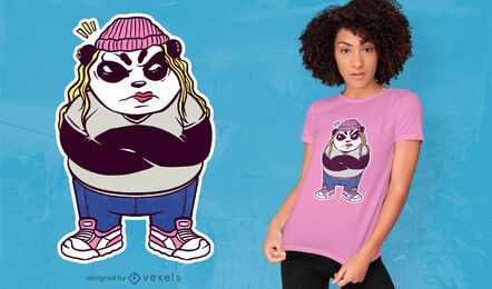 Diseño de camiseta de panda hembra loca Diseño de camiseta de panda hembra loca